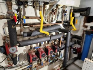 commercial-plumbing-service-orange-county A commercial boiler manifold serviced by Professional Plumbing in Orange County