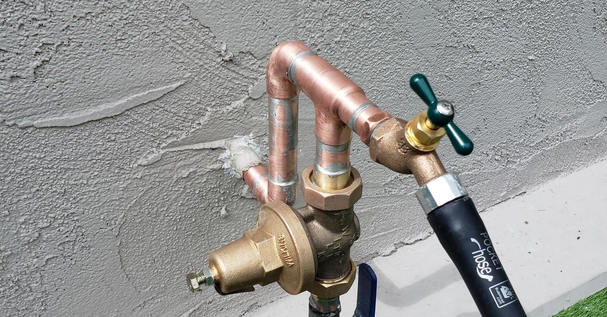 Replaced residential water pressure regulator and copper piping on a service line in Costa Mesa